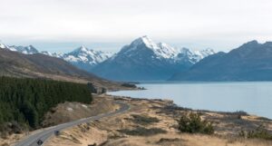 A scenic image of a quiet New Zealand road